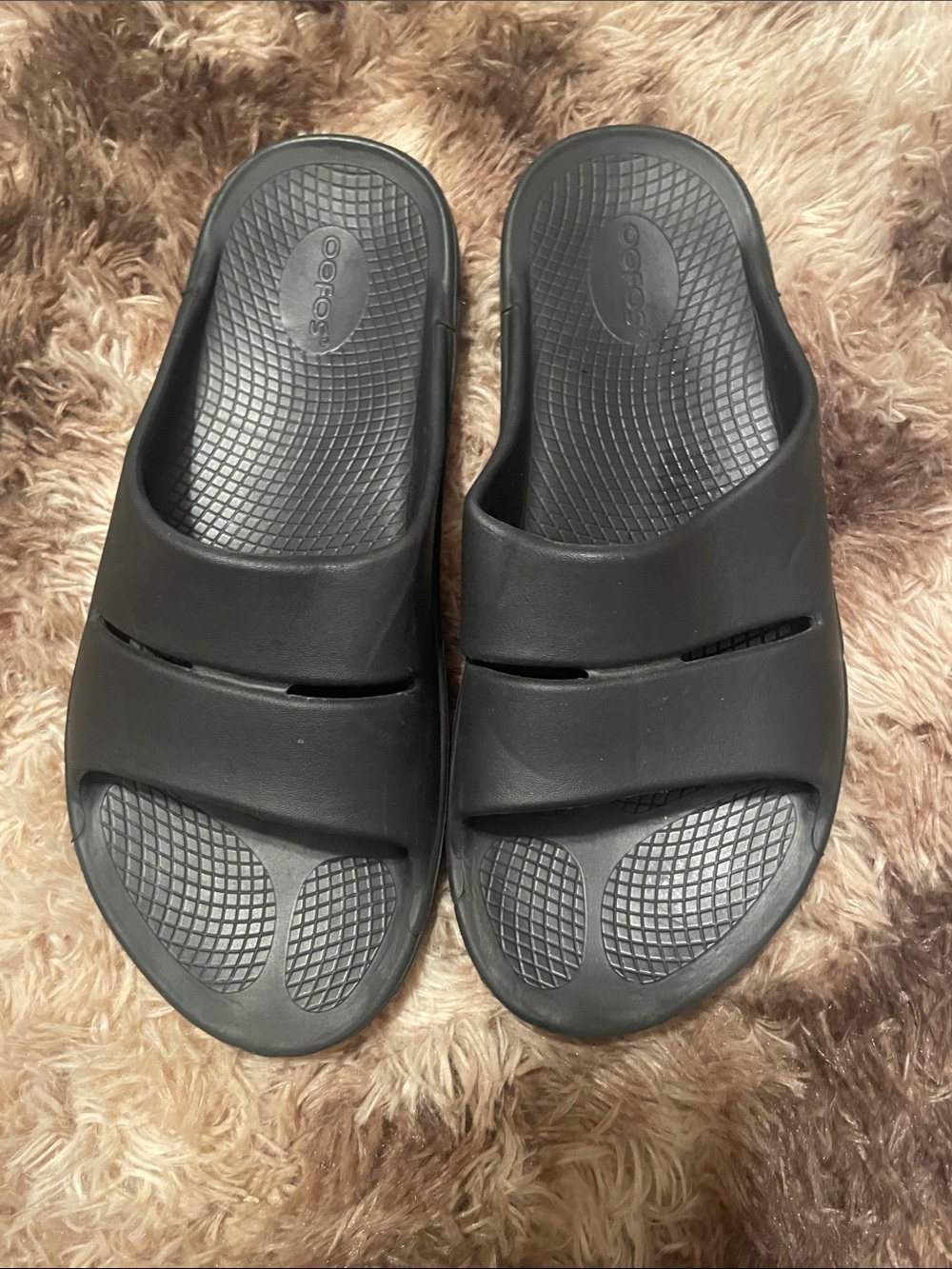 OOFOS Black Mens Slide Sandals